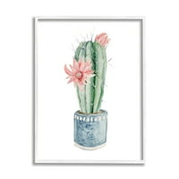 + Slatki minimalistički cvijet kaktusa, ilustracija akvarela, umjetnički tisak u bijelom okviru, zidna umjetnost, 11,14