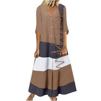 Ženska ljetna Vintage boho duga Maksi haljina modna ležerna Maksi haljina s kratkim rukavima u obliku slova u obliku slova U s printom