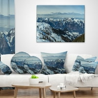 Designart bijeli skijaški nagib Panoramski prikaz - pejzažni tiskani jastuk za bacanje - 18x18