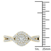 Carat T.W. Dijamantni križ-cross Shank Halo Cluster 10KT zaručnički prsten od žutog zlata