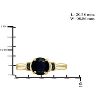 Jewelersclub Sapphire Ring Birthstone Nakit - 2. Karat Sapphire 14K zlatni nakit od srebrnog prstena s crnim dijamantnim naglaskom