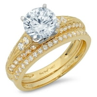 1. 14k prirodni akvamarin okrugli dijamant od žutog i bijelog zlata, s naglascima, vjenčani set od 8,75