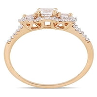 Vjenčani prsten od bijelog сапфиром T. G. W. u 1 karat i dragulj T. W. u 10 karata od ružičastog zlata sa tri kamenjem Halo
