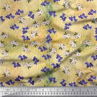 Zelena pamučna tkanina od batista od listova, plava i bijela tkanina za šivanje s cvjetnim printom široka nekoliko centimetara