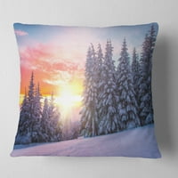 Dizajn zimski zalazak sunca u Bugarskoj - pejzažni jastuk za bacanje fotografija - 16x16