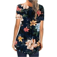Ženske majice kratkih rukava koje skrivaju trbuh majice s tunikom s cvjetnim printom Ležerne ljetne odjevne bluze