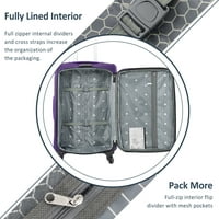 Softside prtljaga proširivi set, aukfa softshell lagani set za prtljagu, proširivi prtljažnik kotača za spinner, TSA brava i premium