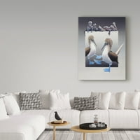 Prepoznatljiva likovna umjetnost plavonoge boobies na platnu Harro maasa