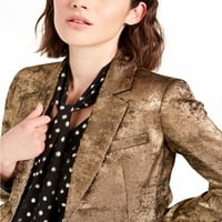 Ženski metalni sako s jednim gumbom u zlatnoj boji, Veličina 10