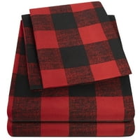 Sweet Home Collection Series Buffalo Plaid crni i crveni set za krevet - Queen