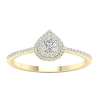 Imperial ct tdw kruška dijamant dvostruki halo zaručnički prsten u 10k žutom zlatu