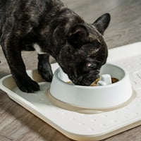 SAD 9-inčna zdjela za sporo hranjenje pasa za kućne ljubimce s kratkom njuškom, Bijela bež