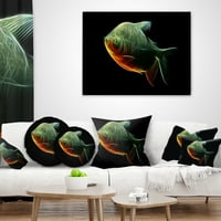 DesignArt Fraktal Pacu riba na crnoj - jastuk za bacanje životinja - 12x20
