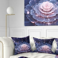 Fraktalni cvijet ružičastog i sive boje - cvjetni jastuk za bacanje - 18x18