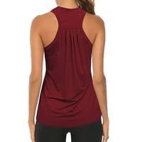 Ženske Nabrane majice za vježbanje za jogu u teretani, sportske majice, Ženske majice s naramenicama, crvena 10