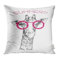 Hipster s glavom žirafe u ružičastim okruglim naočalama skica s naslovnice ljetna jastučnica Jastučnica