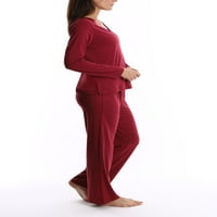 Blis ženski i ženski plus spavanje dugih rukava satenski obloga pidžama set hlača