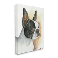 Portret psa kućnog ljubimca Bostonskog terijera _ Crno-smeđe platno, zidna umjetnost, 20, dizajn Georgea Diachenka