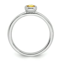 Ovalni prsten od citrina od čistog srebra