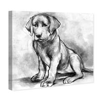 Wynwood Studio životinje zidne umjetničke platnene otiske psa i štenaca Black Lab II - Crno, bijelo