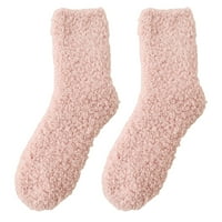Par Čarapa Na pruge, pahuljaste, rastezljive, mekane, do sredine teleta, otporne na hladnoću, udobne zimske termalne ženske kućne