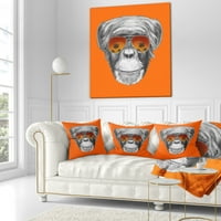 Majmun DesignArt s ogledalom sunčanim naočalama - jastuk za bacanje životinja - 18x18