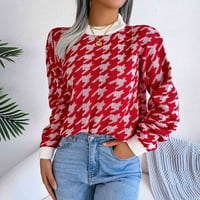 Jesenski džemperi za žene-modni ženski džemperi s okruglim vratom i dugim rukavima u crvenoj boji, Veličina