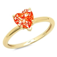 1. Dijamantni rez u obliku srca s imitacijom crvenog dijamanta od žutog zlata 14k 10
