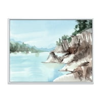 DesignArt 'Stijene s plavim jezerom' jezero jezero uokvireno platno zidni umjetnički tisak