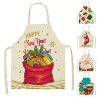 Laneni Božićni dizajn Djeda Mraza za kućnu kuhinju, ukrasna pregača za kuhanje, rekviziti za zabave