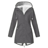 Ženski kaput, ležerni kaput s kapuljačom i plišanom izolacijom dugih rukava otpornih na vjetar
