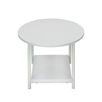Kućanski predmeti ovalni stolić za kavu s donjom policom za odlaganje, skandinavski bijeli