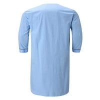 Muška spavaćica s izrezom u obliku slova U, duga pidžama, gornji dio, široka košulja dugih rukava, pidžama, pamučna košulja, spavaćica