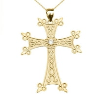 Zlatni elegantni armenski križ s dijamantnim privjeskom vječnost ogrlica: privjesak Od 10 karata s lancem od 22 inča