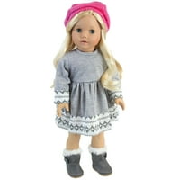 Sofijina haljina za lutke, tajice, kapa i šal u kompletu za lutke od 18 inča