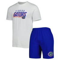 Muški koncepti Sport Kraljevska bijela Florida Gators Downfield majica i kratke hlače set