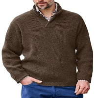Muška jednobojna zimska gornja odjeća u boji, ležerni pulover u boji, pleteni džemperi u obliku slova H, smeđi u obliku slova H