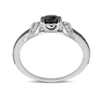 Zaručnički prsten od bijelog zlata od 10 karata s crno-bijelim dijamantom.