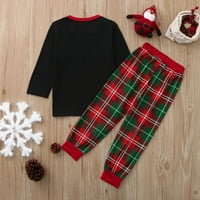 ženski set odjeće za slobodno vrijeme Božićni dječji karirani gornji dio s printom slova bluza + hlače obiteljska odjeća pidžama