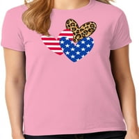 Američka zastava kolekcija srca Ženska grafička majica 4. srpnja Patriotska SAD -a - srca