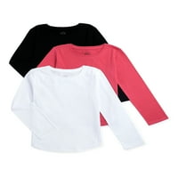 Čvrsta majica s dugim rukavima Wonder Nation Girls, 3-pack, veličine 4- & Plus