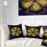 Designart crno žuti uzorak fraktalnog cvijeća - suvremeni jastuk za bacanje - 18x18
