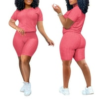 Komplet ženske odjeće u A-listi, Majica kratkih rukava s okruglim vratom i kratke hlače, dvodijelno odijelo za jogu i fitness