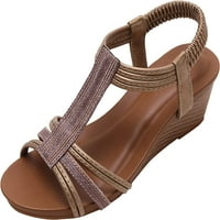 Rimske sandale na klin s otvorenim prstima, ženske ljetne Ležerne udobne sandale za plažu, elegantne ženske cipele