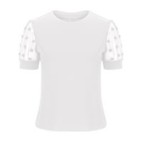 Modni topovi za žene s popustom čipkaste mrežaste prozirne majice kratkih rukava obična ležerna majica s okruglim vratom labava udobna