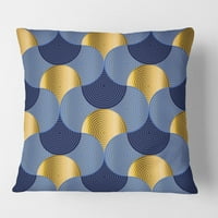 Designatirt retro luksuzni valovi u zlatnom i plavom viii 'jastuku za bacanje srednjeg stoljeća - 12x20