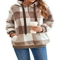 Ženski pulover od šerpe od pahuljastog runa, topli preveliki pulover, dukserice s džepovima Shermi