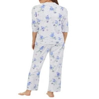 Carole Hochman Women and Women's Plus Sweave Notch Collar Pleteni pijama set, 2pc