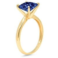 0,5-karatni rez princeze plavi imitirani tanzanit 14-karatno žuto zlato ugravirano izjava Godišnjica zaruka vjenčani prsten pasijans