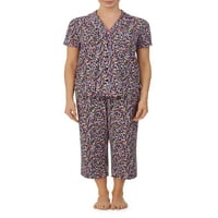 Pletena pidžama za žene i žene Plus tradicionalna pletena pidžama s kratkim rukavima s ovratnikom